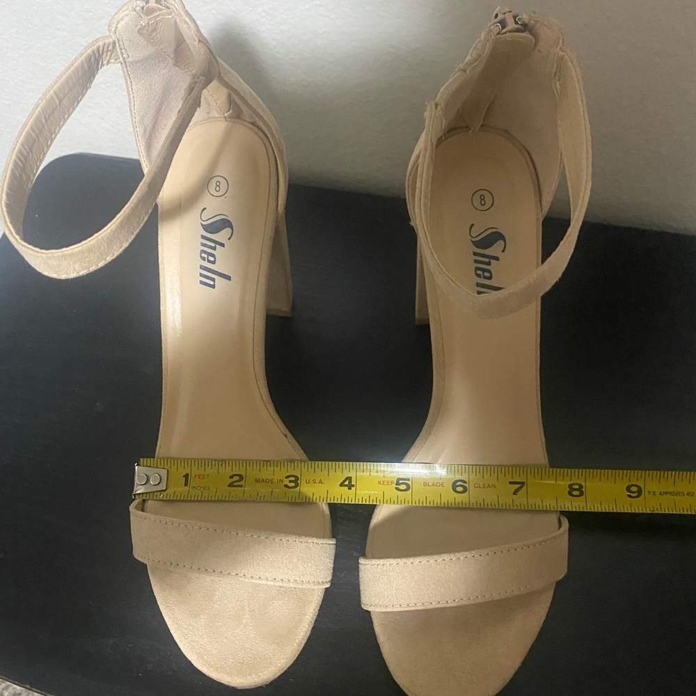 Nude suede heels- size 8 - Picture 9 of 11